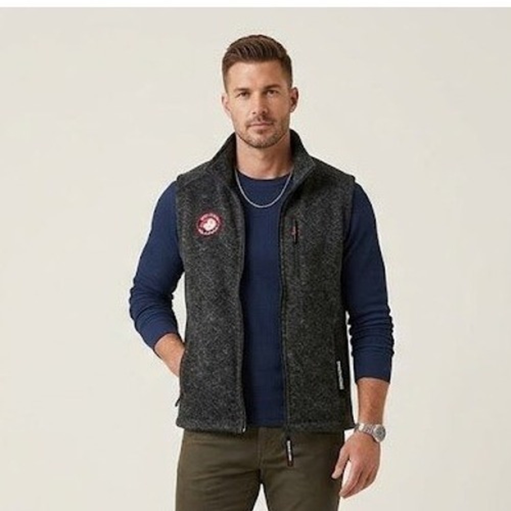 Canada Weather Gear Vest Mens XL Black‎ Fleece Marl Full Zip Gorpcore Hiking